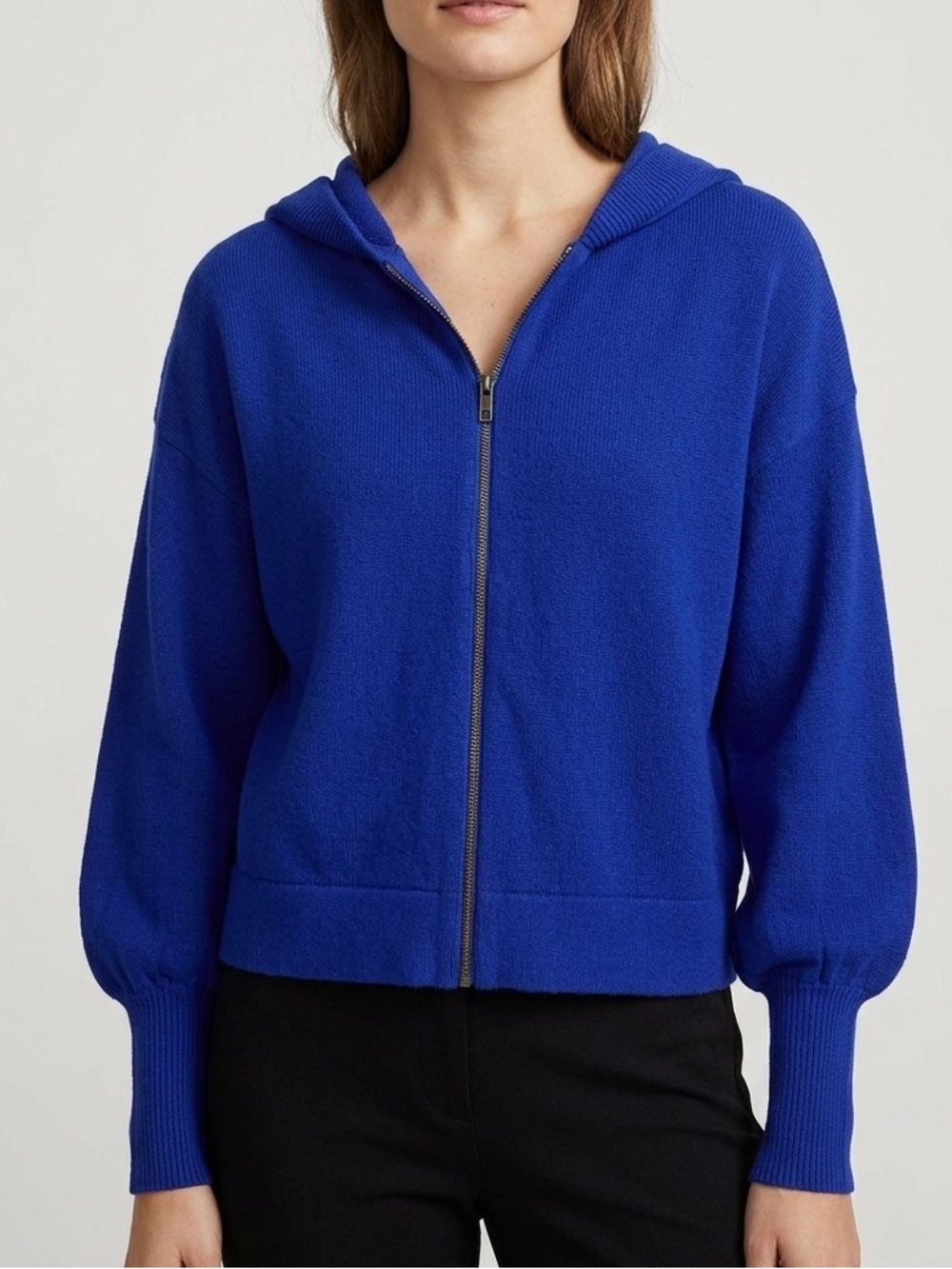 Cabi Cotton Royal Blue‎ Zip-Up Hooded Sweater Women’s Size Medium